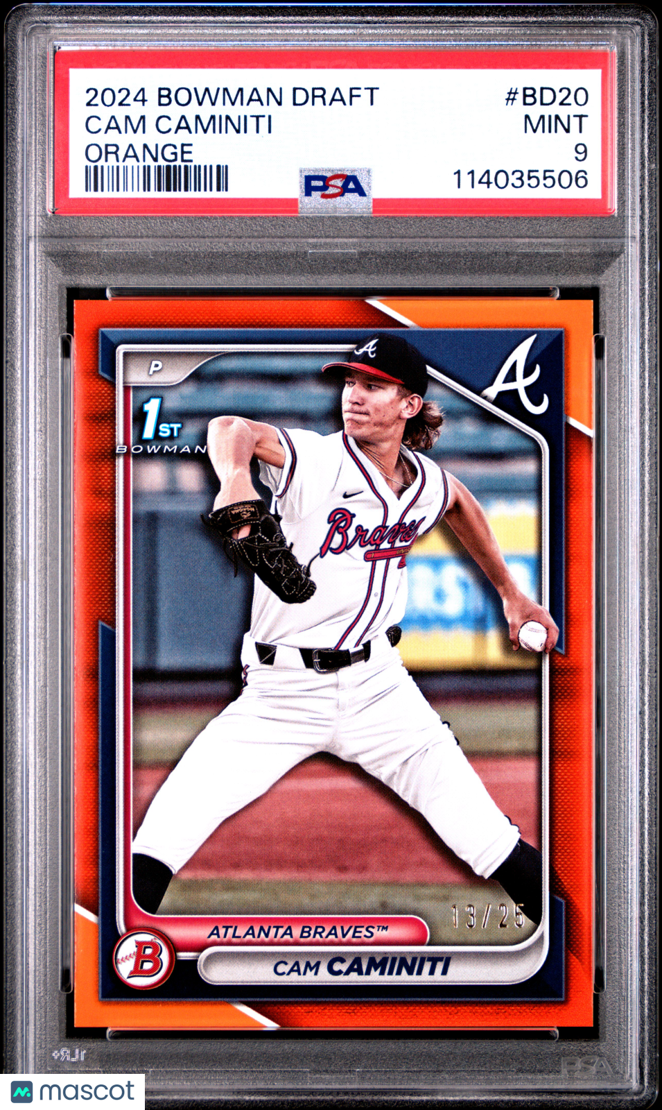2024 Bowman Draft Cam Caminiti Orange #BD20 13/25 PSA 9
