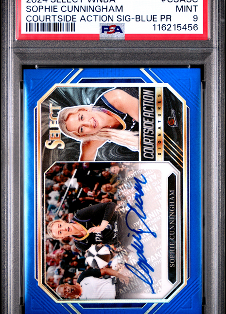 2024 Panini Select WNBA Courtside Action Signatures Sophie Cunningham Blue PR #CSASC PSA 9