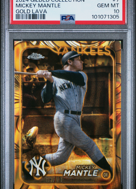 2024 Topps Gilded Collection Mickey Mantle Gold Lava #7 PSA 10