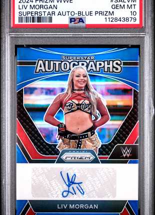 2024 Panini Prizm WWE Superstar Autographs LIV Morgan Blue #SALVM PSA 10