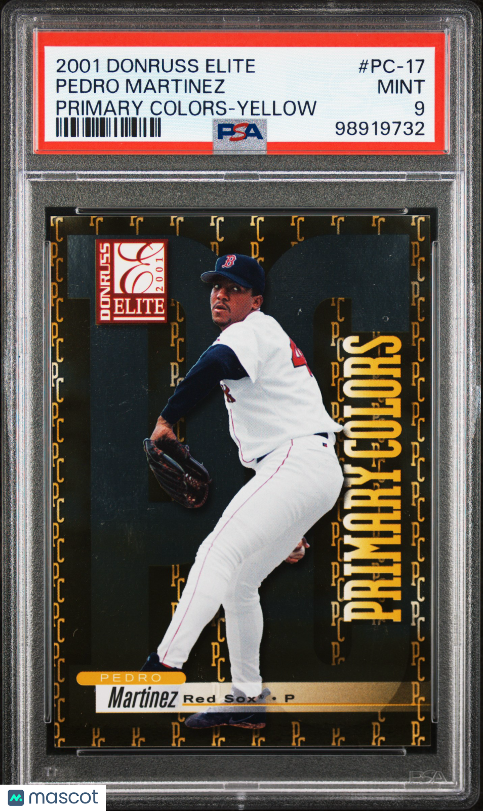 2001 Donruss Elite Primary Colors Pedro Martinez Yellow #PC-17 PSA 9