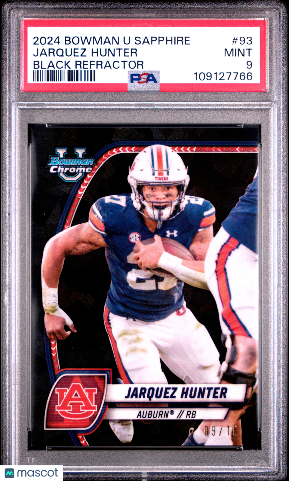 2024 Bowman University Chrome Sapphire Jarquez Hunter Black Refractor #93 PSA 9