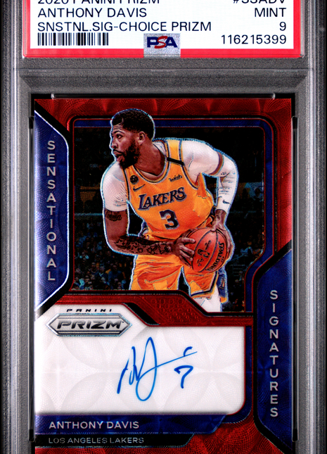 2020 Panini Prizm Sensational Signatures Anthony Davis Snstnl. SIG Choice #SSADV PSA 9