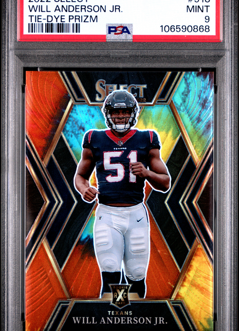 2022 Panini Select Will Anderson JR. Tie Dye Prizm #518 PSA 9