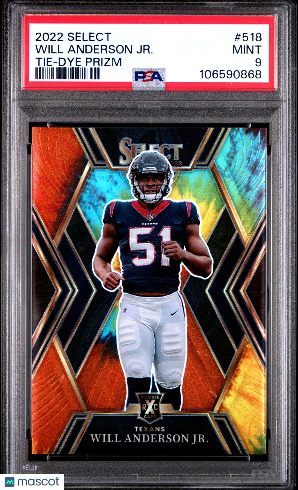 2022 Panini Select Will Anderson JR. Tie Dye Prizm #518 PSA 9