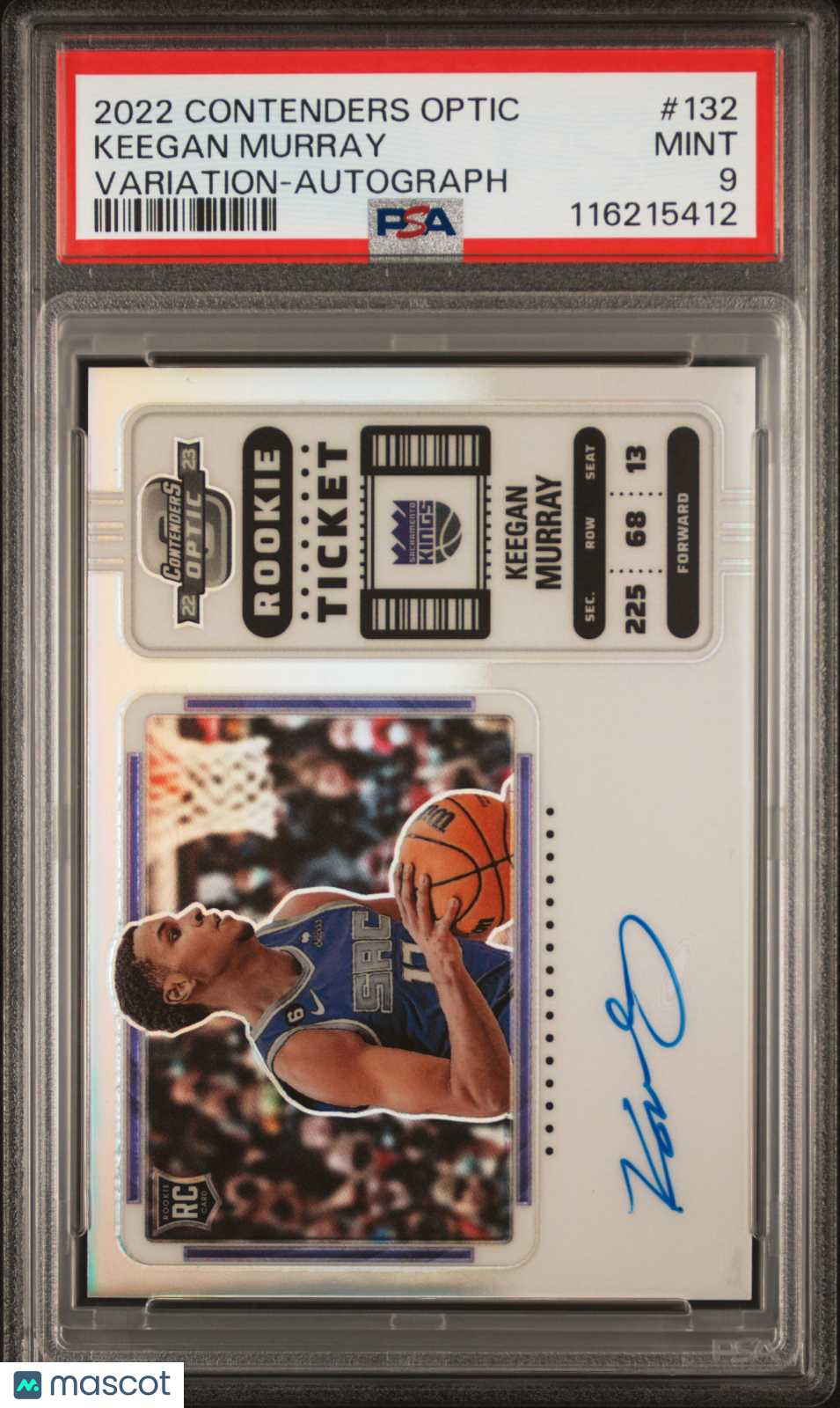 2022 Panini Contenders Optic Keegan Murray Variation Autograph #132 PSA 9