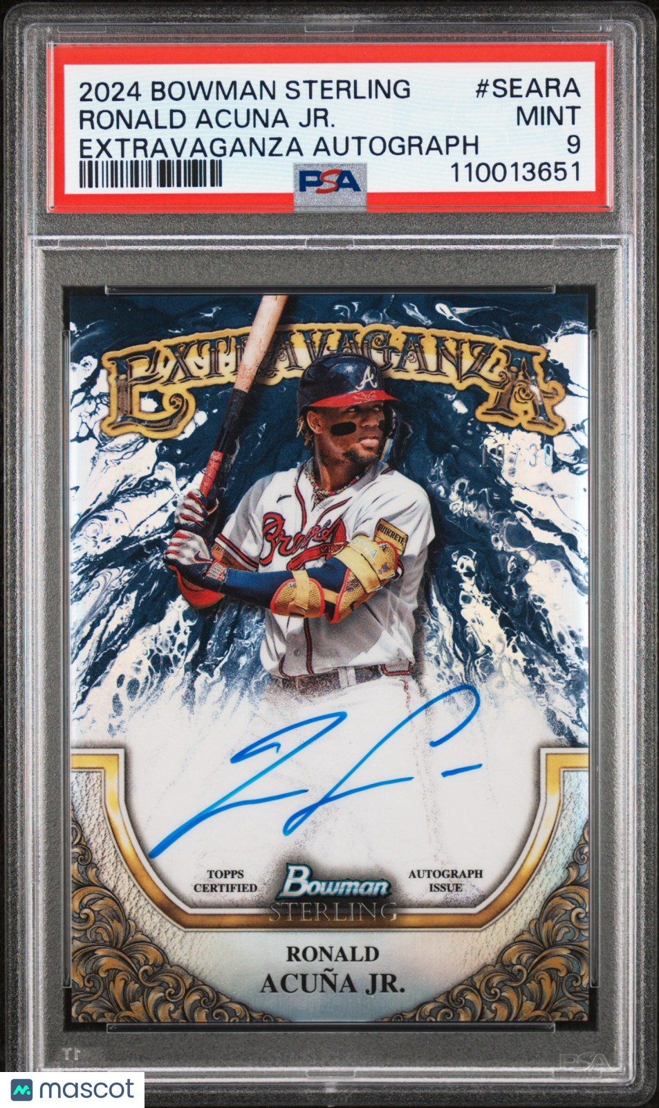 2024 Bowman Sterling Sterling Extravaganza Autographs Ronald Acuna JR. #SEARA PSA 9