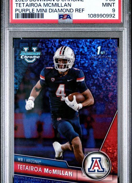 2023 Bowman University Chrome Tetairoa Mcmillan Purple Mini /399 #68 PSA 9