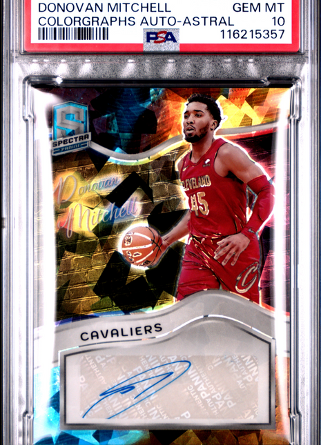 2023 Panini Spectra Colorgraphs Autographs Donovan Mitchell Astral #CGDVM PSA 10