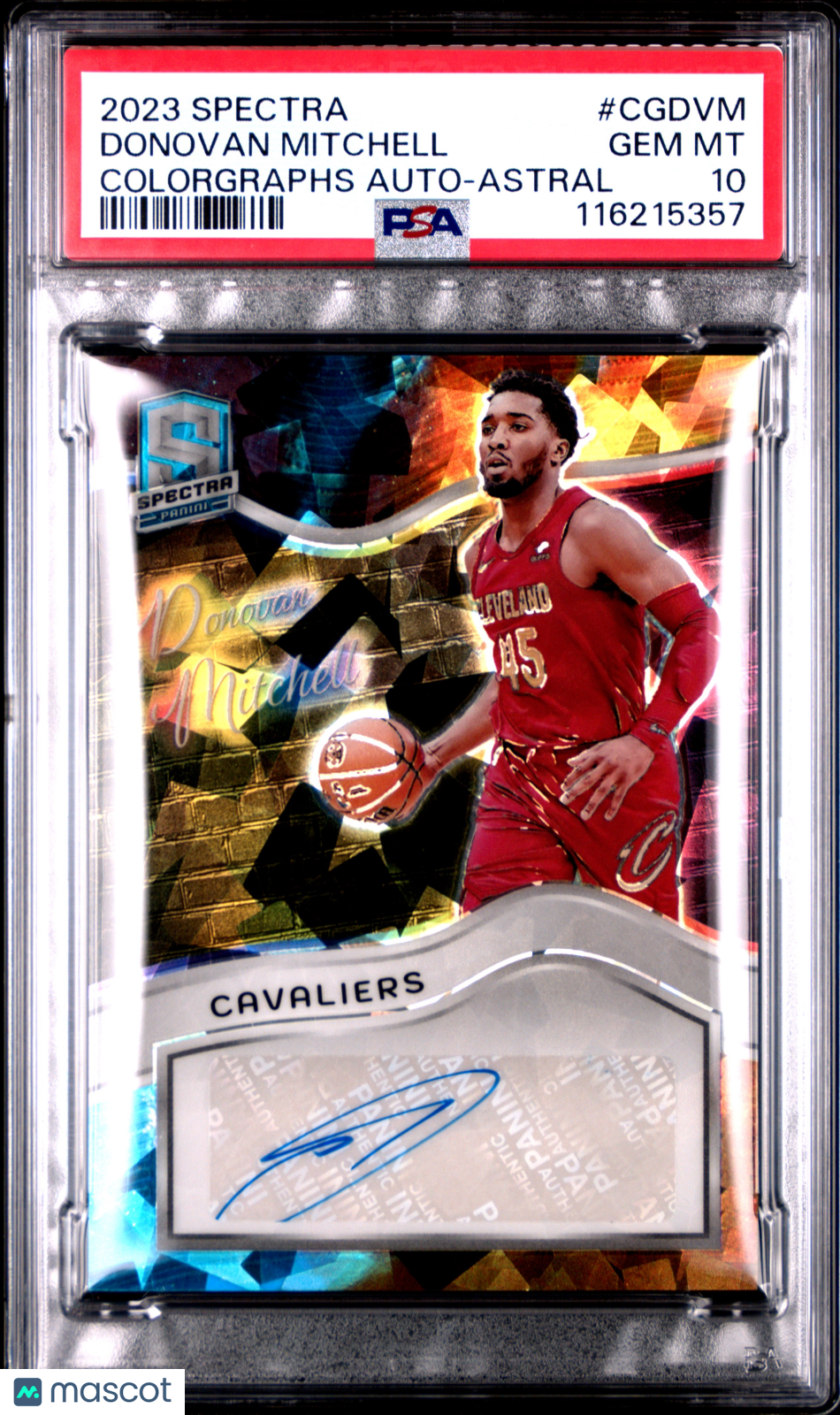 2023 Panini Spectra Colorgraphs Autographs Donovan Mitchell Astral #CGDVM PSA 10