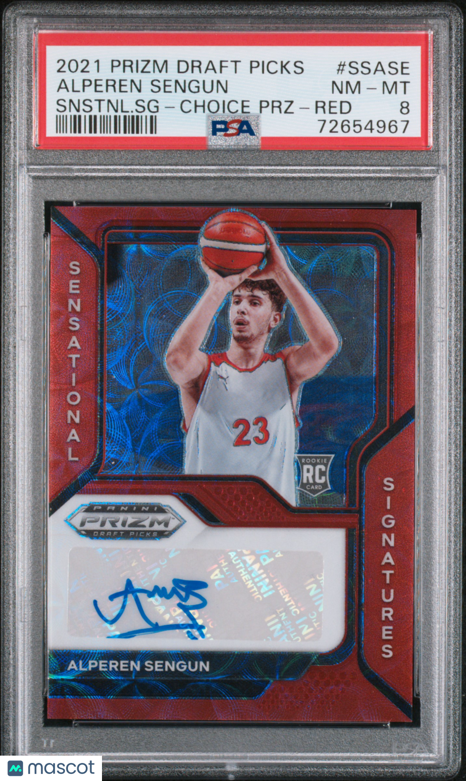 2021 Panini Prizm Draft Picks Sensational Signatures Alperen Sengun Snstnl. SG Choice PRZ Red #SSASE PSA 8