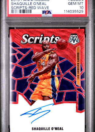 2019 Panini Mosaic Scripts Shaquille O'Neal Red Wave #SCSON PSA 10
