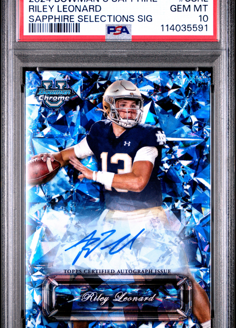 2024 Bowman University Chrome Sapphire Sapphire Selections Signatures Riley Leonard #SSRL PSA 10