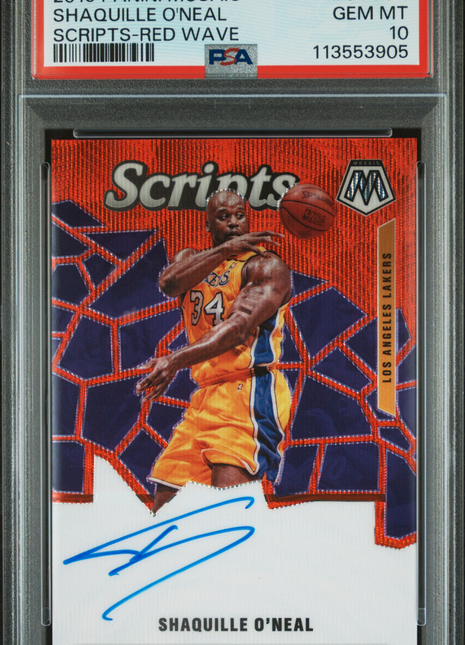 2019 Panini Mosaic Scripts Shaquille O'Neal Red Wave #SCSON PSA 10