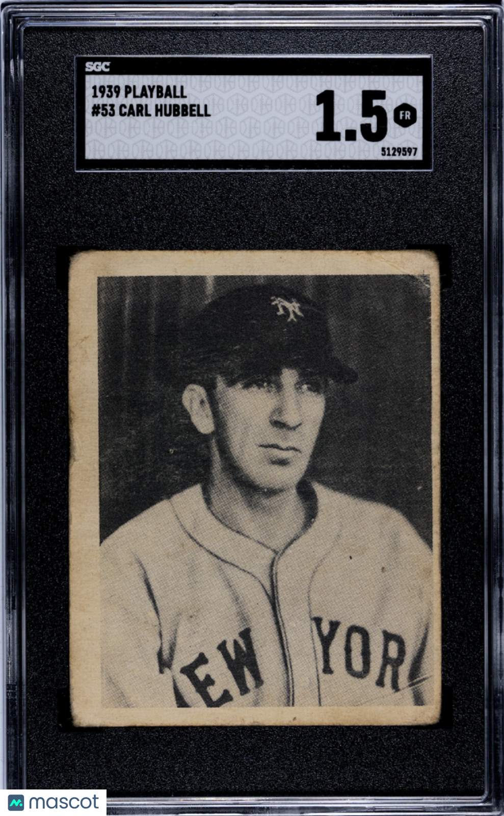 1939 Playball Carl Hubbell #53 SGC 1.5