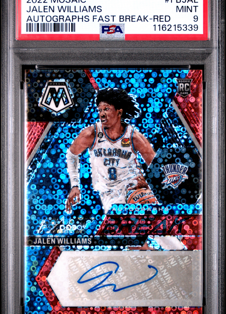 2022 Panini Mosaic Autographs Fast Break Jalen Williams Red #FBJAL PSA 9