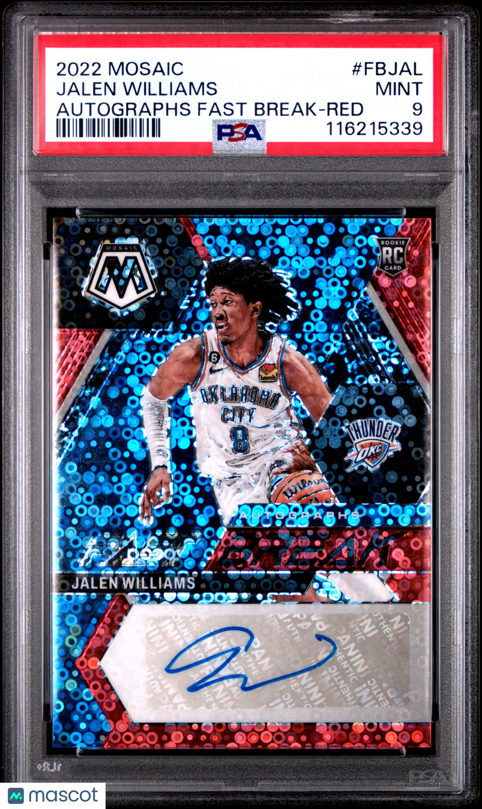2022 Panini Mosaic Autographs Fast Break Jalen Williams Red #FBJAL PSA 9