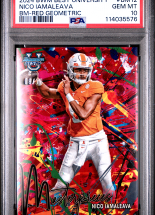 2024 Bowman Best University Bowman Masterpieces Nico Iamaleava BM Red Geometric #BM12 08/10 PSA 10
