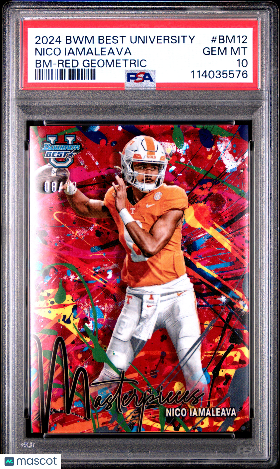 2024 Bowman Best University Bowman Masterpieces Nico Iamaleava BM Red Geometric #BM12 08/10 PSA 10