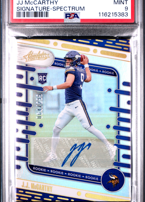 2024 Panini Absolute JJ Mccarthy Signature Spectrum #110 064/299 PSA 9