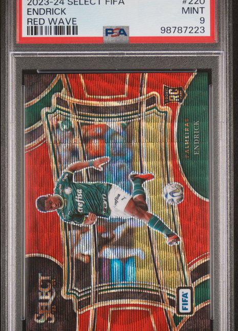 2023-24 Panini Select FIFA Endrick Red Wave #220 PSA 9