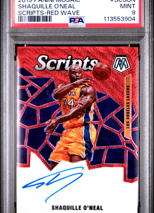 2019 Panini Mosaic Scripts Shaquille O'Neal Red Wave #SCSON PSA 9