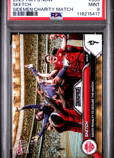 2025 Topps Now Sidemen Charity Match Sketch Gold #009 PSA 9