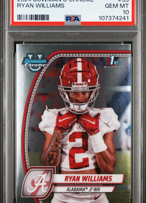 2024 Bowman University Chrome Ryan Williams #53 PSA 10