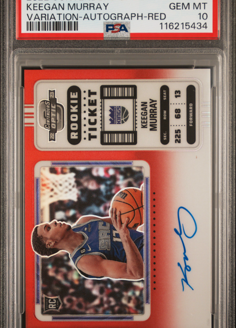2022 Panini Contenders Optic Keegan Murray Variation Autograph Red #132 PSA 10