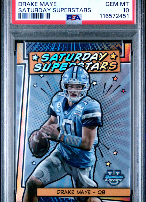 2023 Bowman University Chrome Saturday Superstars Drake Maye #SS2 PSA 10