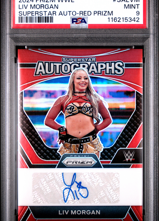 2024 Panini Prizm WWE Superstar Autographs LIV Morgan Red #SALVM PSA 9