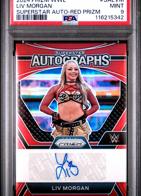 2024 Panini Prizm WWE Superstar Autographs LIV Morgan Red #SALVM PSA 9