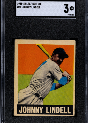 1948 Leaf Gum Johnny Lindell SGC 3 1948 Leaf Gum Co. Johnny Lindell #82 SGC 3