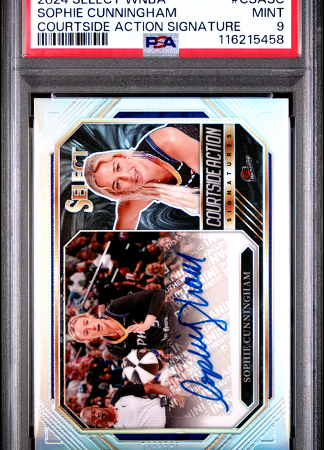 2024 Panini Select WNBA Courtside Action Signatures Sophie Cunningham #CSASC PSA 9