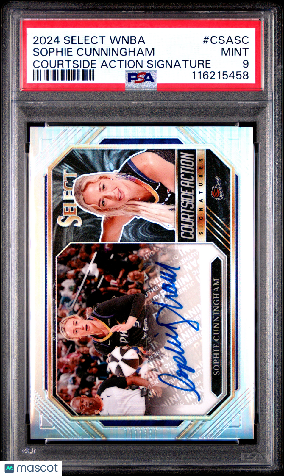 2024 Panini Select WNBA Courtside Action Signatures Sophie Cunningham #CSASC PSA 9