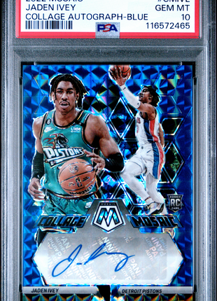 2022 Panini Mosaic Collage Autographs Mosaic Jaden Ivey Blue #CMIVE PSA 10