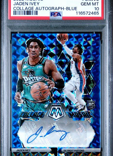 2022 Panini Mosaic Collage Autographs Mosaic Jaden Ivey Blue #CMIVE PSA 10