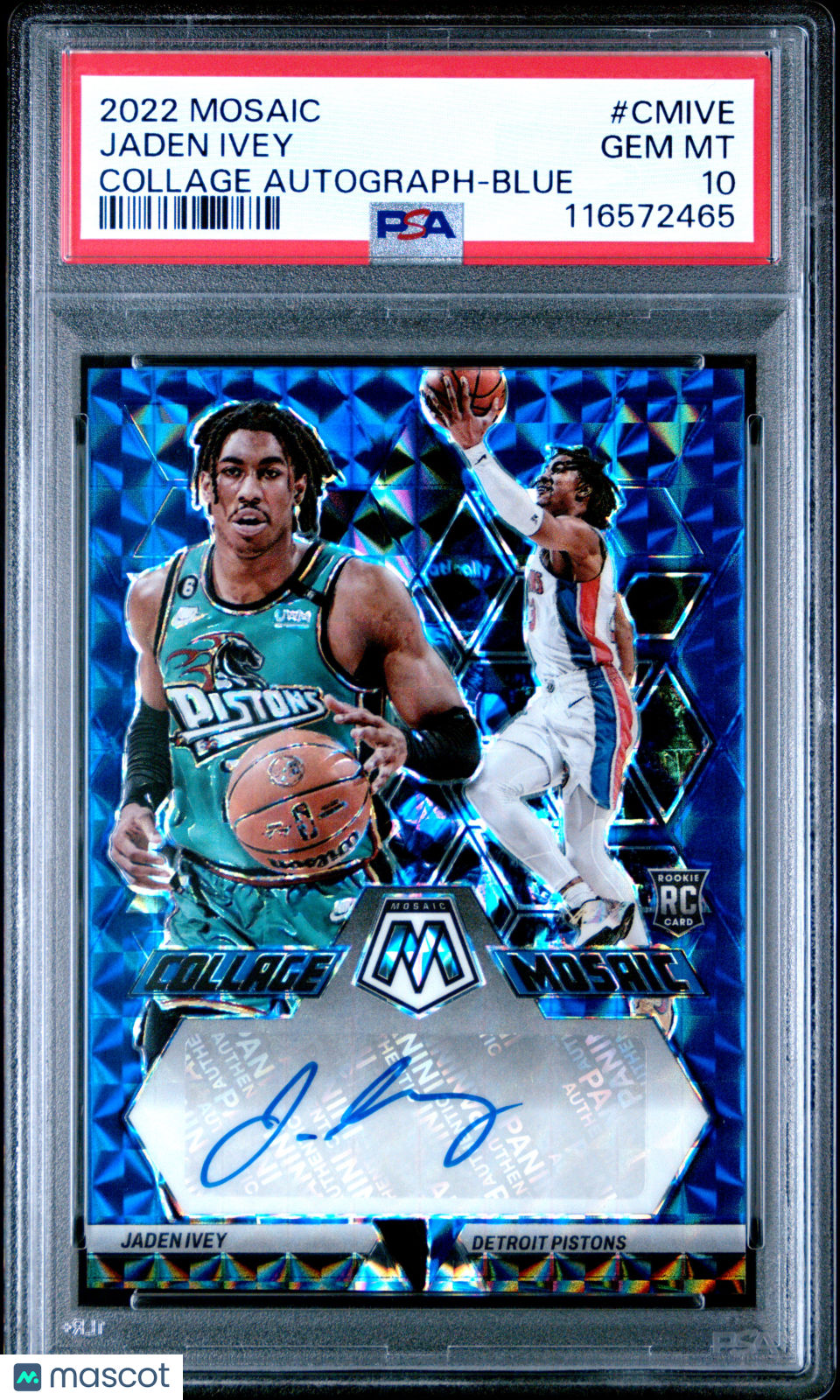 2022 Panini Mosaic Collage Autographs Mosaic Jaden Ivey Blue #CMIVE PSA 10