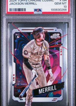 2024 Topps Chrome Cosmic Jackson Merrill Rookie PSA 10 2024 Topps Chrome Cosmic Jackson Merrill #194 PSA 10