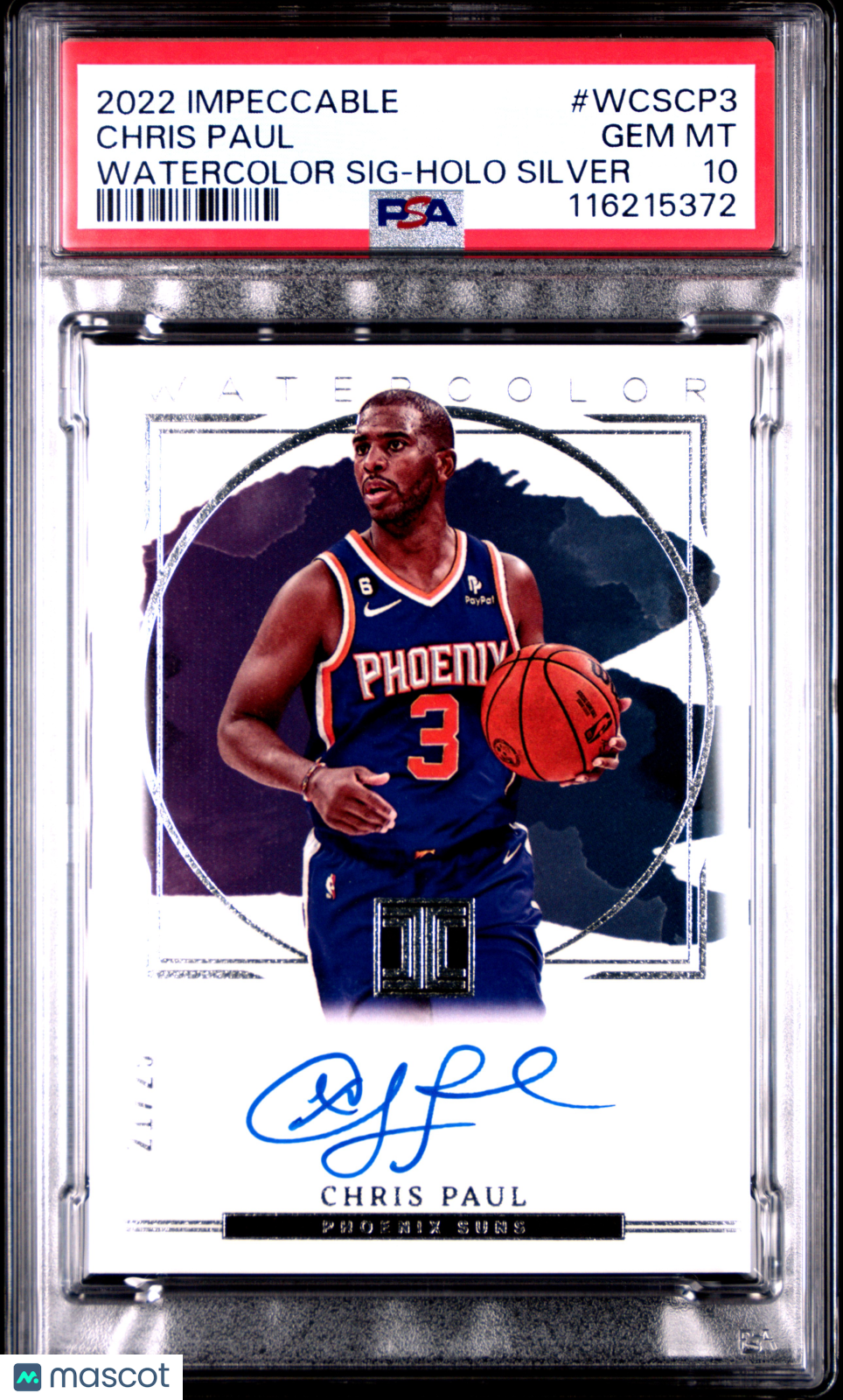 2022 Panini Impeccable Watercolor Signatures Chris Paul Holo Silver #WCSCP3 PSA 10