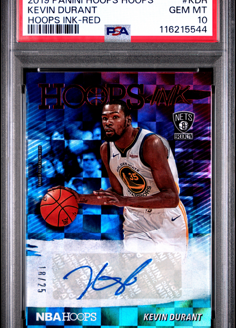 2019 Panini Hoops Hoops Ink Kevin Durant Red #KDR PSA 10