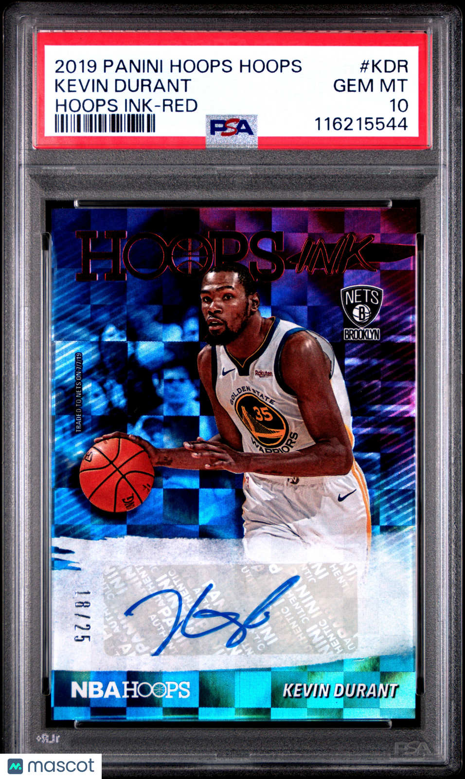 2019 Panini Hoops Hoops Ink Kevin Durant Red #KDR PSA 10