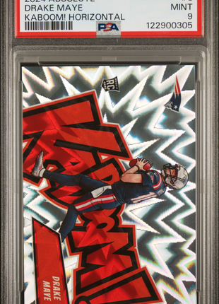 2024 Panini Absolute Kaboom! Horizontal Drake Maye RK RL Blue Hyper #8 PSA 9