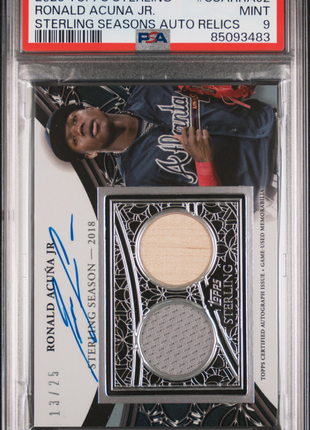 2023 Topps Sterling Sterling Seasons Autograph Relics Ronald Acuna JR. #SSARRAJ2 13/25 PSA 9