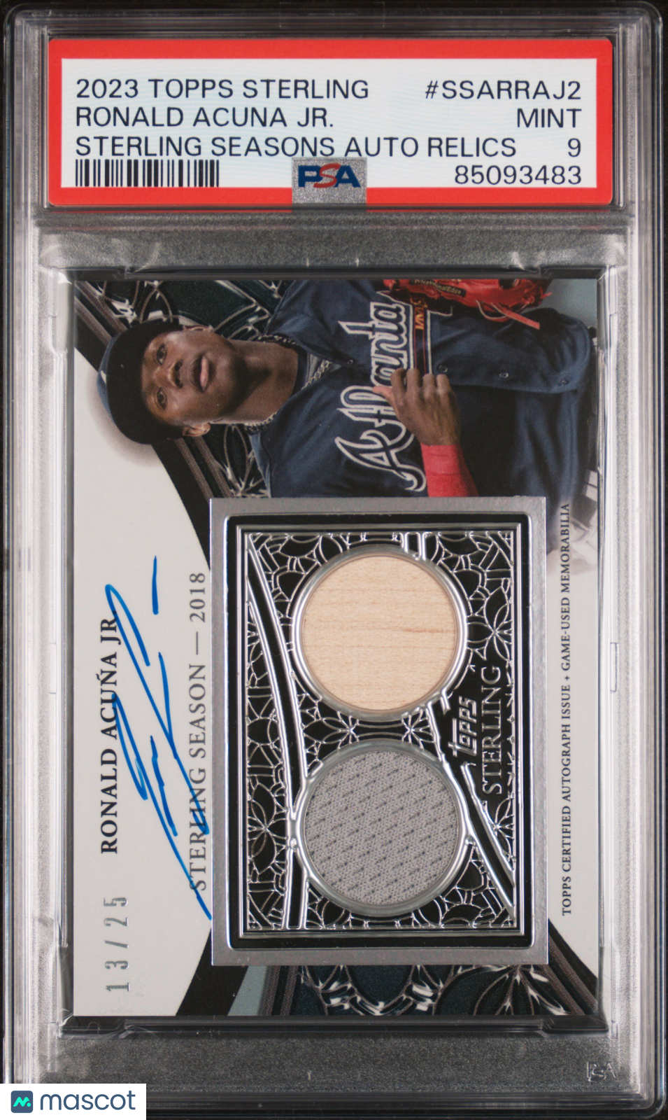 2023 Topps Sterling Sterling Seasons Autograph Relics Ronald Acuna JR. #SSARRAJ2 13/25 PSA 9