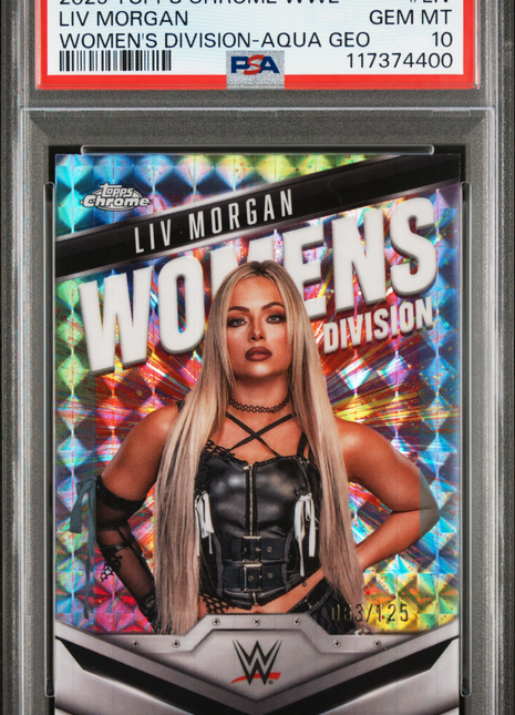 2025 Topps Chrome WWE Women's Division LIV Morgan Aqua Geo #LIV 083/125 PSA 10