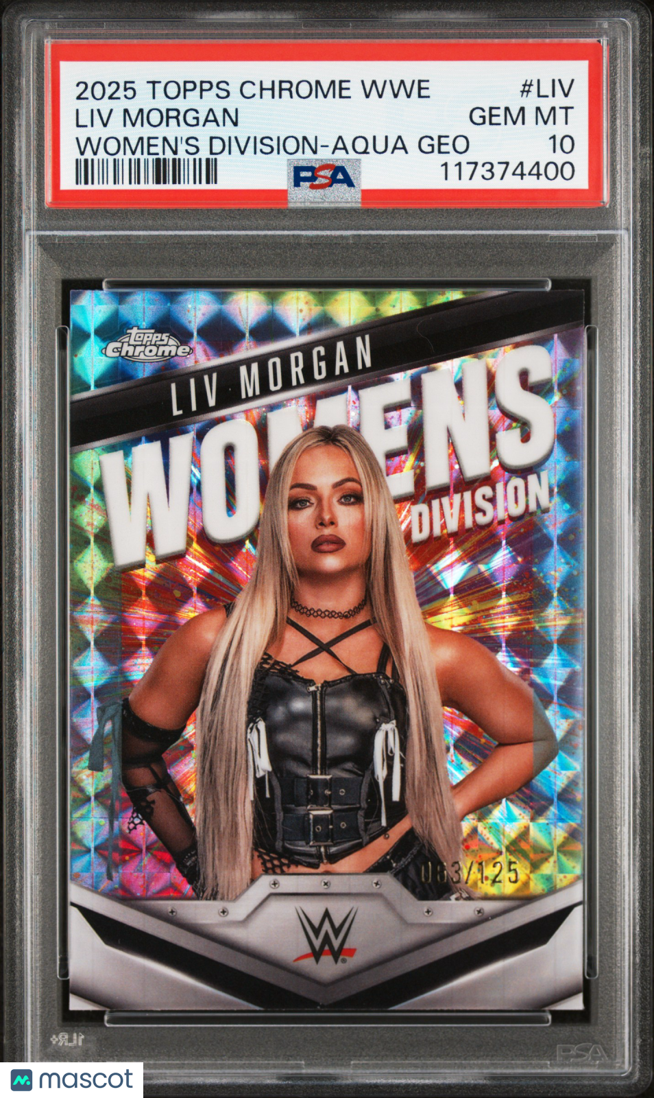 2025 Topps Chrome WWE Women's Division LIV Morgan Aqua Geo #LIV 083/125 PSA 10
