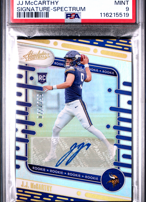 2024 Panini Absolute JJ Mccarthy Signature Spectrum #110 PSA 9