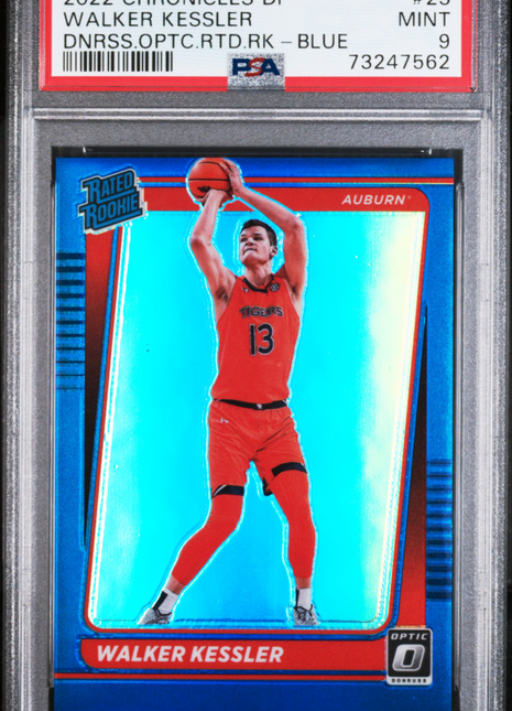 2022 Panini Chronicles Draft Picks Donruss Optic Rated Rookie Walker Kessler Dnrss. Optc. RTD. RK Blue #23 PSA 9