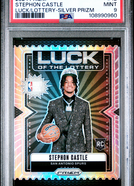 2024 Panini Prizm Luck Of The Lottery Stephon Castle Silver #12 PSA 9